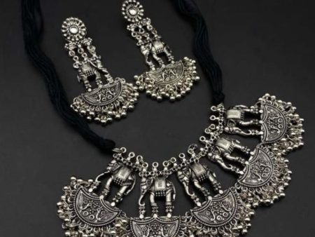 Antique oxidized necklace with earrings. For Cheap