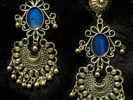 Metal oxidized blue earrings Online Hot Sale