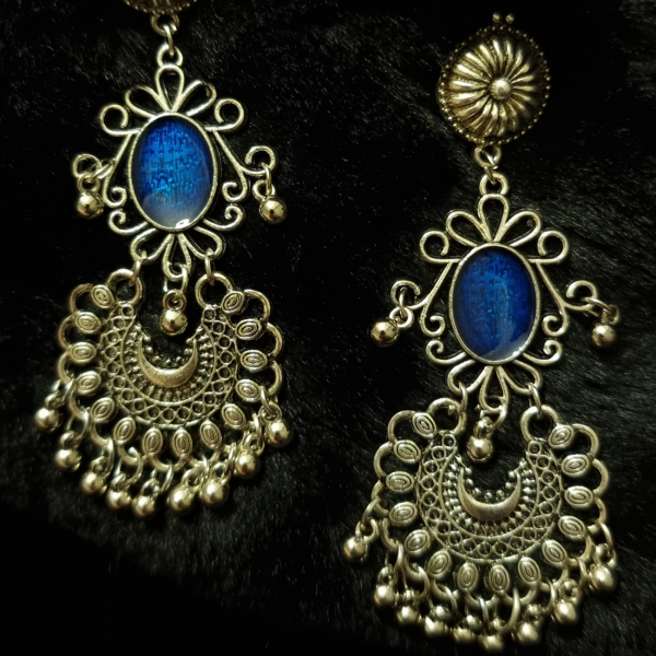 Metal oxidized blue earrings Online Hot Sale