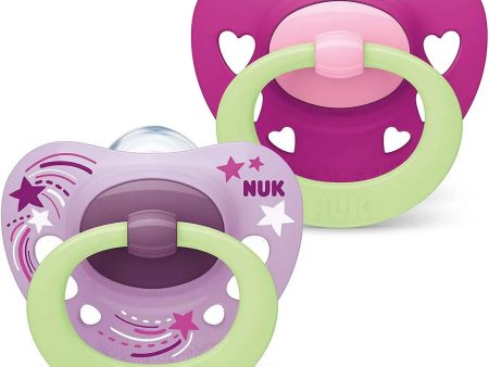 NUK Signature Night soother silicone 0-6 months Pink For Sale