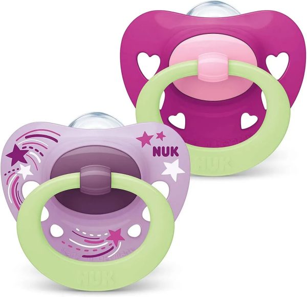 NUK Signature Night soother silicone 0-6 months Pink For Sale