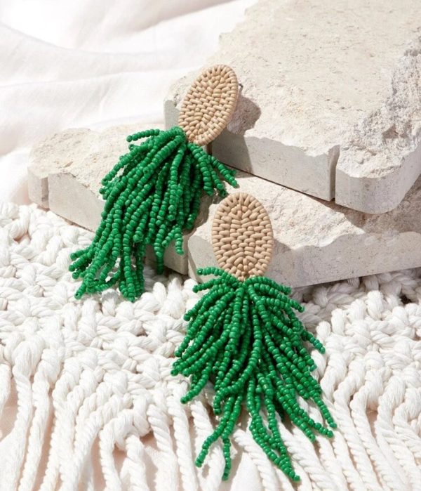 Bead tassel drop earrings Hot on Sale