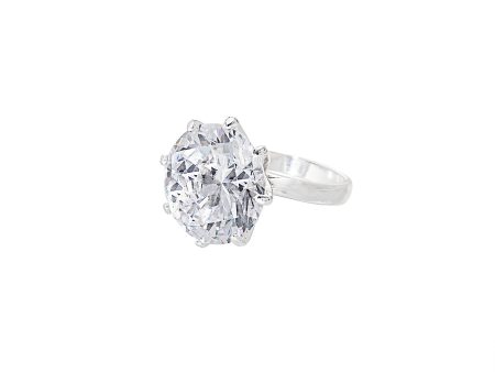 AINSLEY GLAMOUR STATEMENT RING (SILVER CLEAR) Cheap