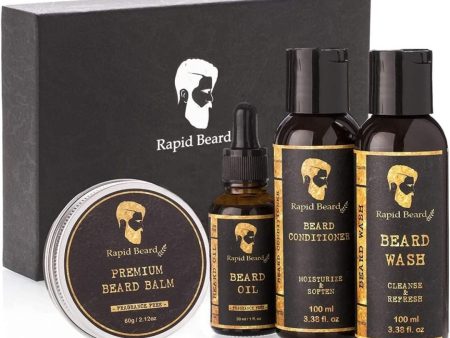 Beard Grooming kit for Men Care - Unscented Beard Oil, Beard Shampoo Wash, Beard Conditioner Softener, Fragrance Free Beard Balm Leave in Wax Butter - for Styling Shaping & Growth set Sale