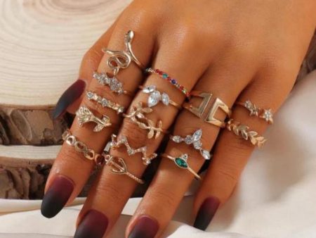 15 Pcs Rhinestone Rings. Online Sale