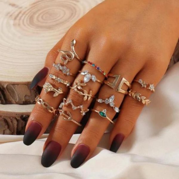 15 Pcs Rhinestone Rings. Online Sale