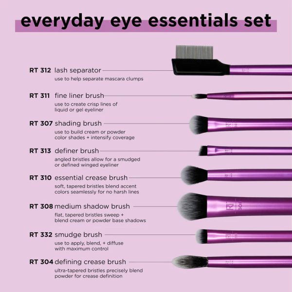 Real Techniques Everyday Eye Essentials Make Up Brush Set For Sale