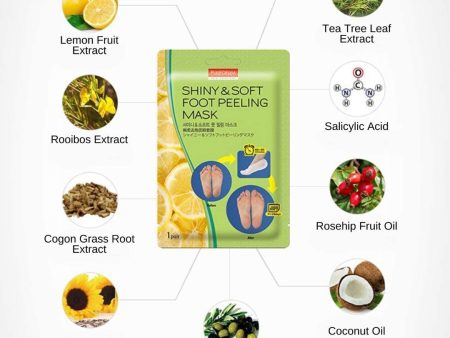 Multi Pair Foot Peeling Mask Set By Purederm - Exfoliating Foot Peel Spa Mask For Baby Soft Skin W Sunflower Seed Oil & Lemon Extract on Sale