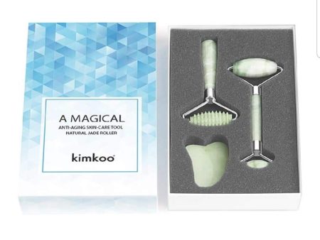 Kimkoo Jade Roller for Face-3 in 1 Kit with Facial Massager Tool,100% Real Natural Jade Stone Facial Roller Anti Aging,Face Beauty Set for Eye Anti-Wrinkle Online