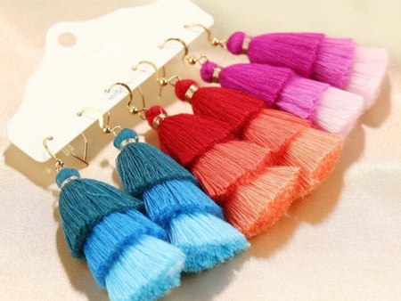 3 pairs tassel charm drop earrings. Online Sale