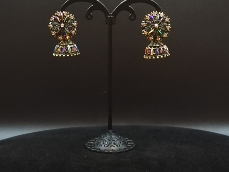 Violet Alloy Meenakari Jhumka Earrings For Cheap