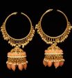 Antique gold tone Pearl Cluster Heavy Hoop Jhumkka Sale