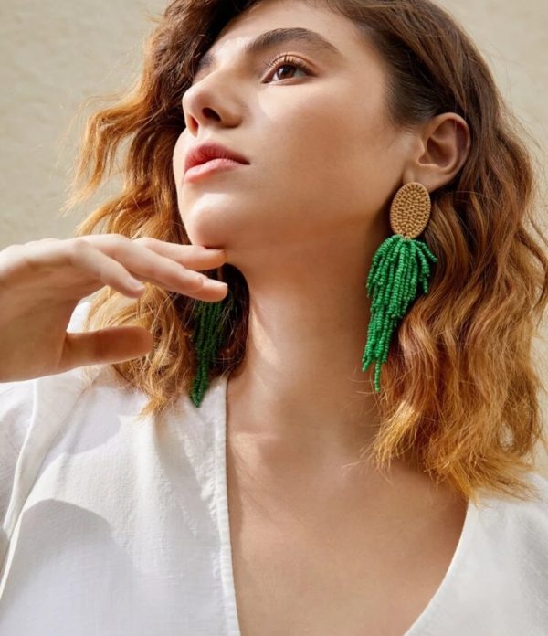 Bead tassel drop earrings Hot on Sale