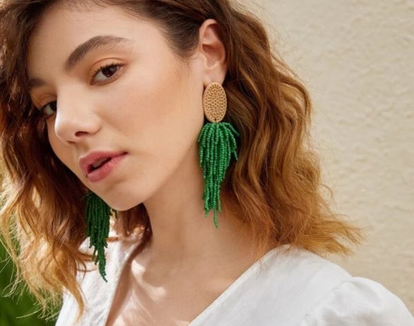 Bead tassel drop earrings Hot on Sale