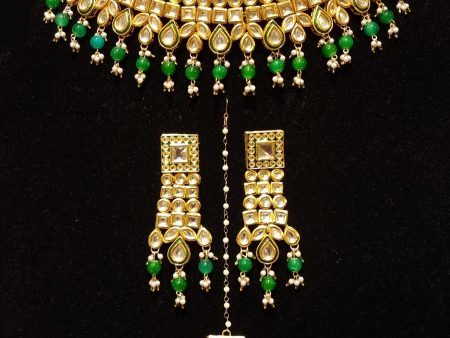 Indian Traditional Choker Emerald Pearl Kundan Bridal Jewelry Necklace Set Online Sale