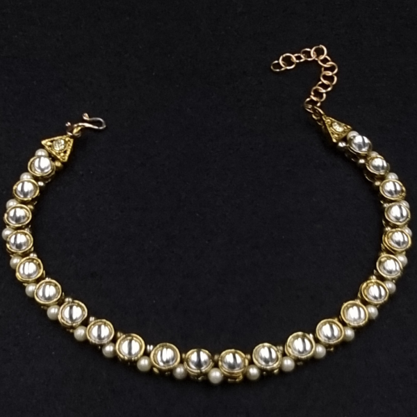 Traditional kundan pearl anklet. Hot on Sale