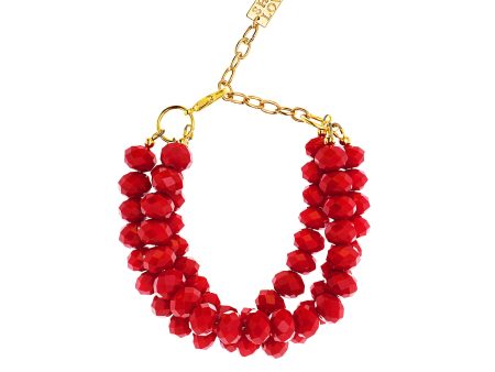 GO GLAM HOLIDAY STATEMENT BRACELET (RED) For Sale