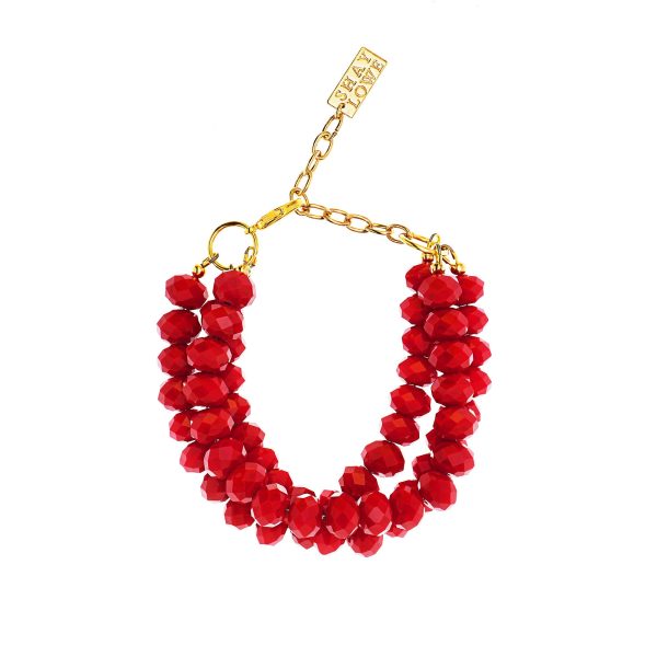 GO GLAM HOLIDAY STATEMENT BRACELET (RED) For Sale