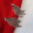 Oxidized peacock stud earrings For Discount