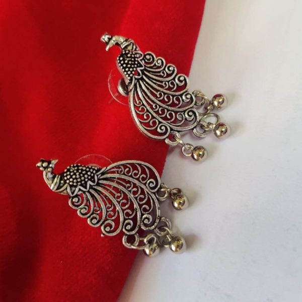 Oxidized peacock stud earrings For Discount