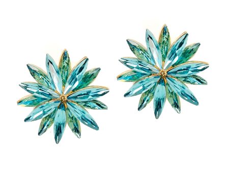 BLUE BURST STATEMENT EARRINGS For Cheap