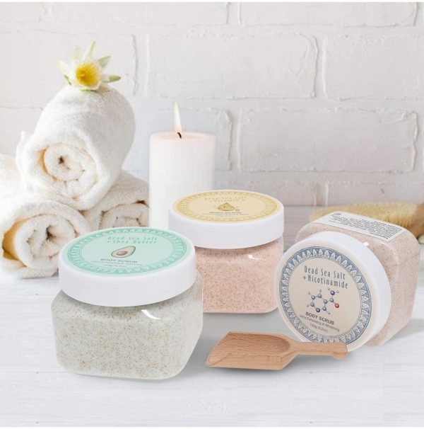 Ultra Exfoliating & Cleanse Body Scrub Gift Set, 3 Pack Natural Dead Sea Salt Body Scrub, Body Scrub Set with Free Bonus Wooden Spoon Online now